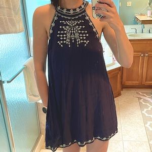 Navy Embroidered Summer Dress